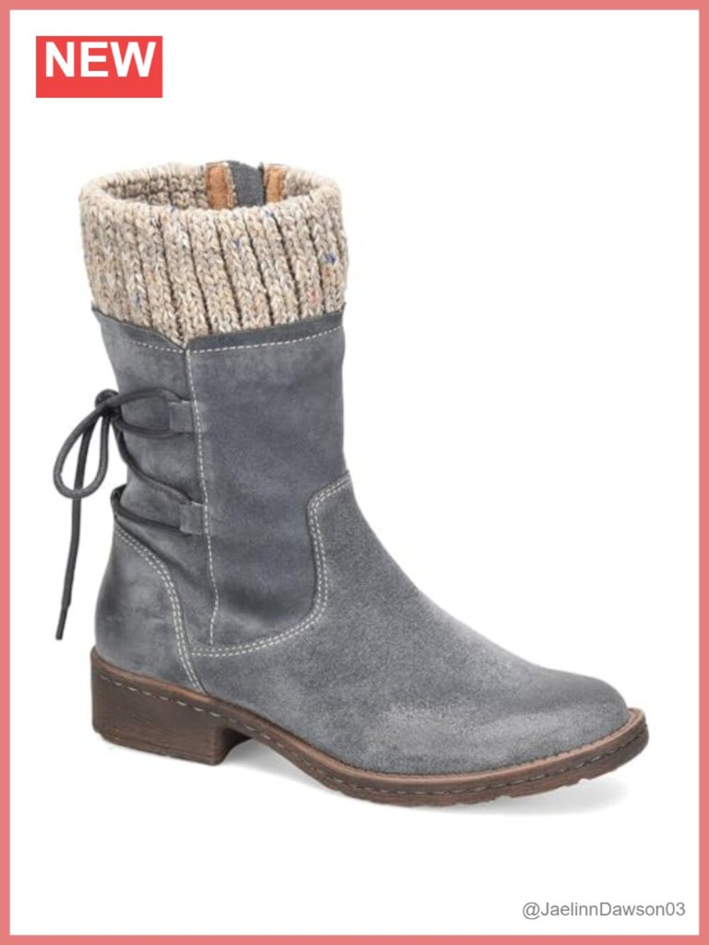 Comfortiva Salem Waterproof Suede Ankle Boots with Knitted Collar